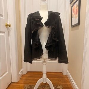 Vintage Royal Underground Chic Black Ruffled Blazer sz M Rock n Roll Festival
